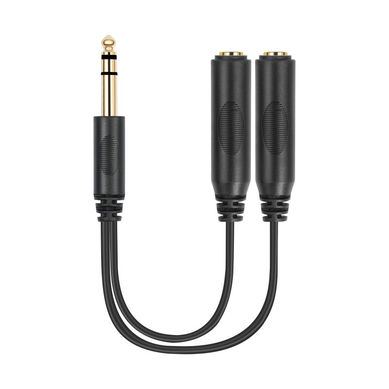 SiYear 6.35mm 1/4 inch Male Plug Stereo to 2 Dual 1/4 "TRS Female Jack Connector Audio Speaker Cable, Y Splitter Adapter Cable (20CM / 8Inch) - Image 2